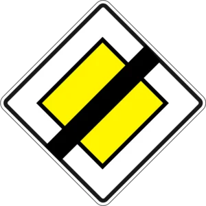Пътен знак Б4: Край на пътя с предимство