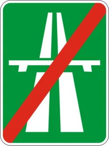 Пътен знак Д6: Край на автомагистралата