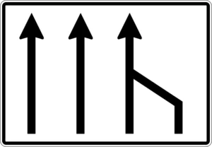 Пътен знак Ж15: Край на пътна лента
